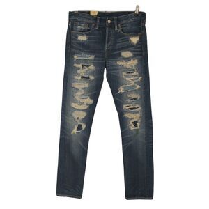 RRL Distressed Vintage Straight Leg Jeans Shuttle Woven Selvedge Denim Sz 26